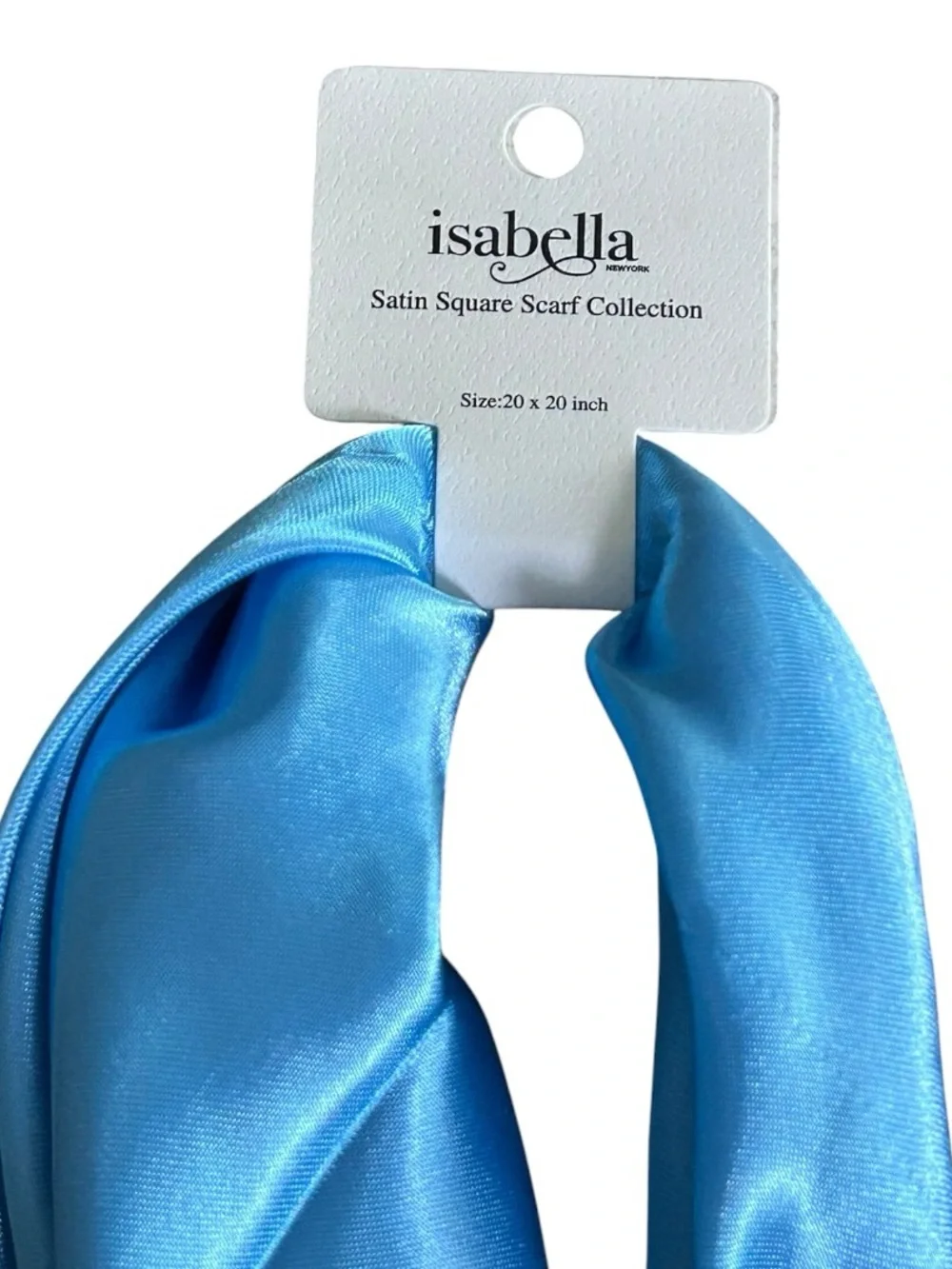 NWT Isabella New York Blue Satin Square Scarf | Neck Hair Purse Bag Tie 20x20